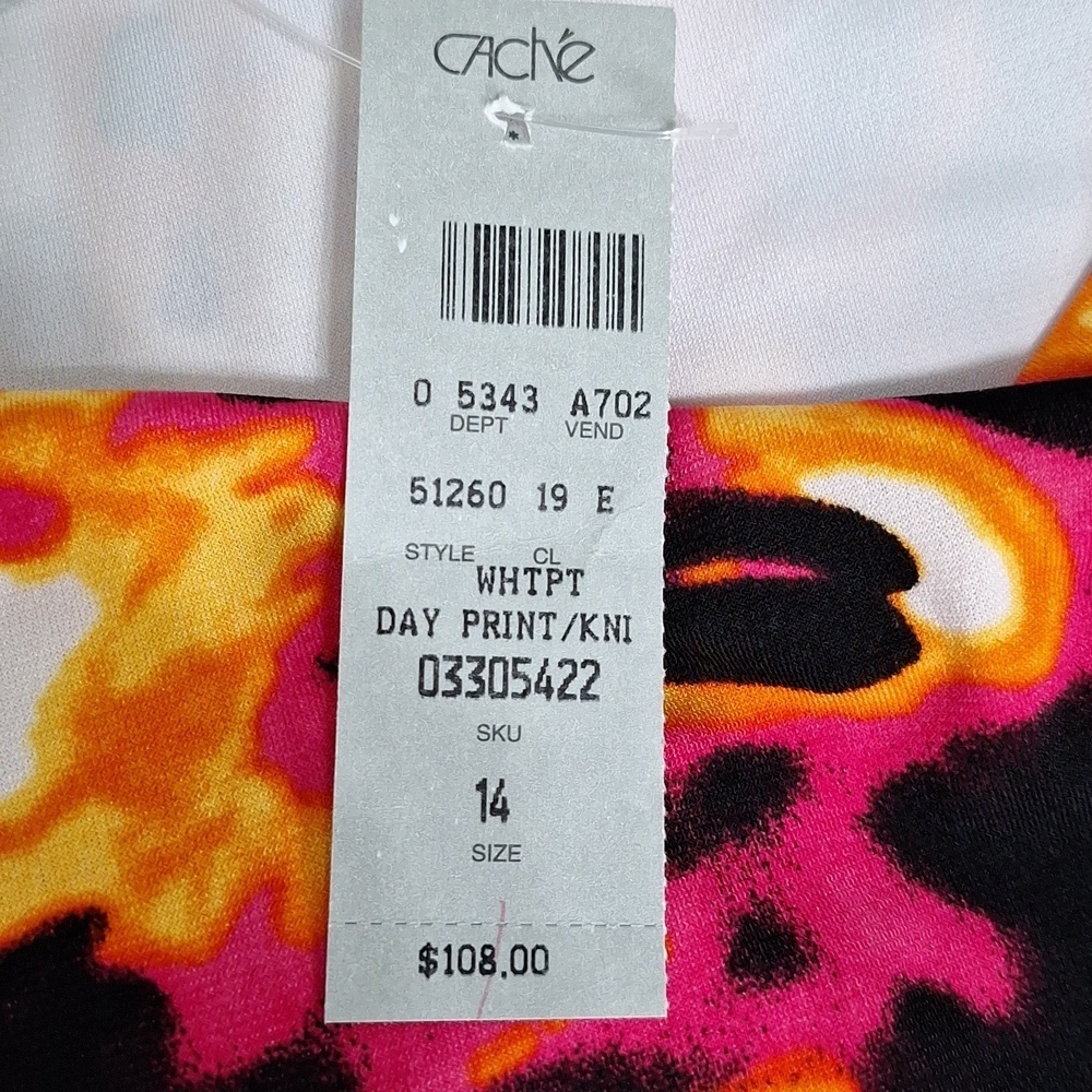 Cache "NEW" Colorful Neon Animal Print Mobwife Maximalism BeltedDress Size 14 - Picture 14 of 15
